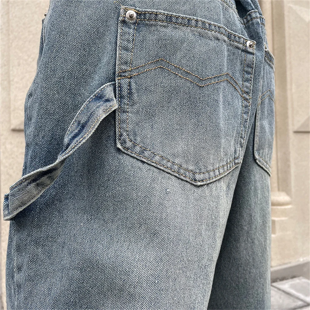 Loose Jeans Mens Floor Dragging Trousers Light Color Straight Tube Washed Retro Made Trendy Brand Youth PANTS Wide Leg