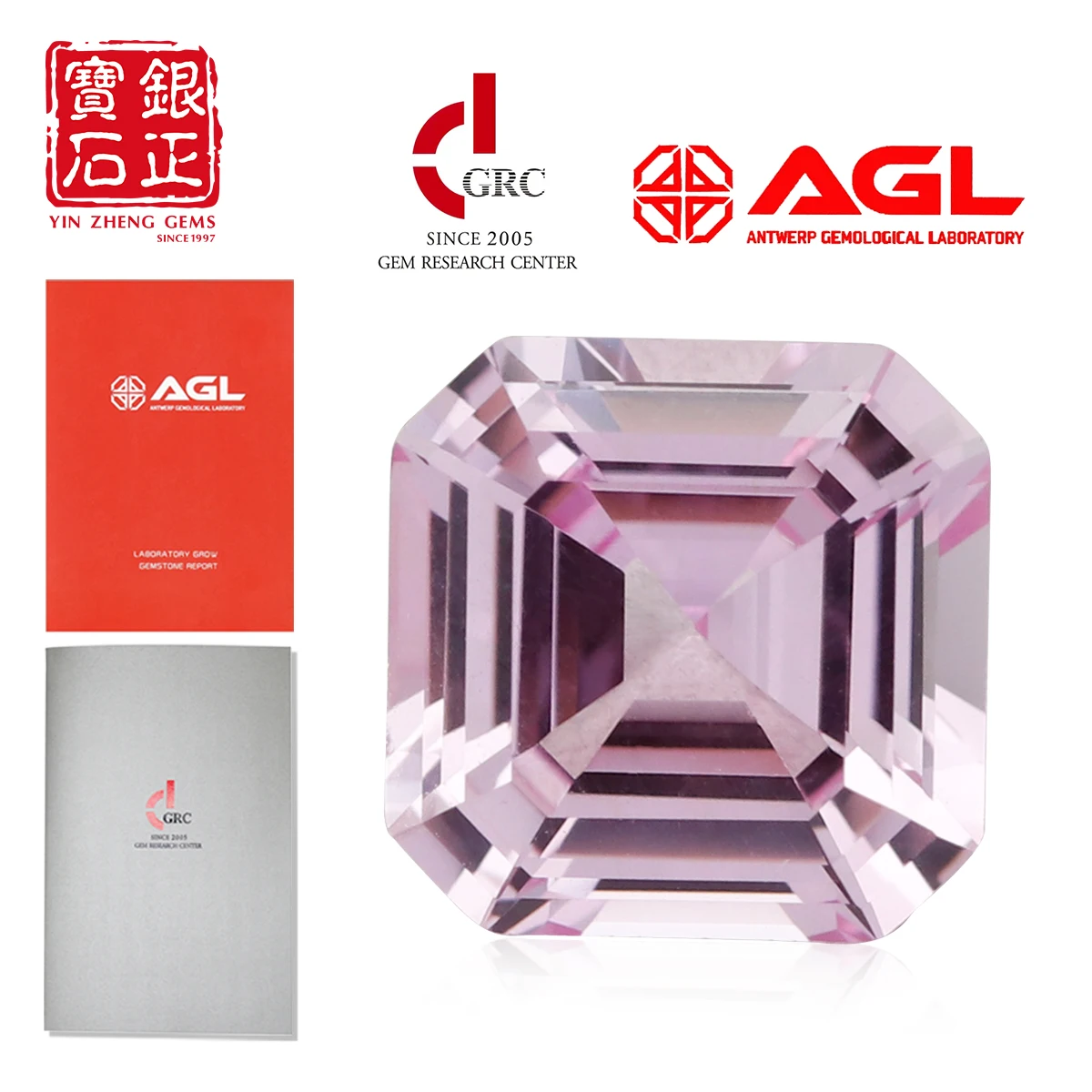 Asscher Cut Flame Melted Morgan Pink Color Synthetic Lab Grown Sapphire With AGL Certificate Good Loose Gemstones For Jewelry