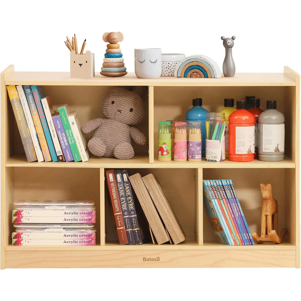

Children Cabinets, 2-Shelf Bookshelf, 5-Section Kids Bookshelf, Wooden Storage Cabinet for, Children Cabinets