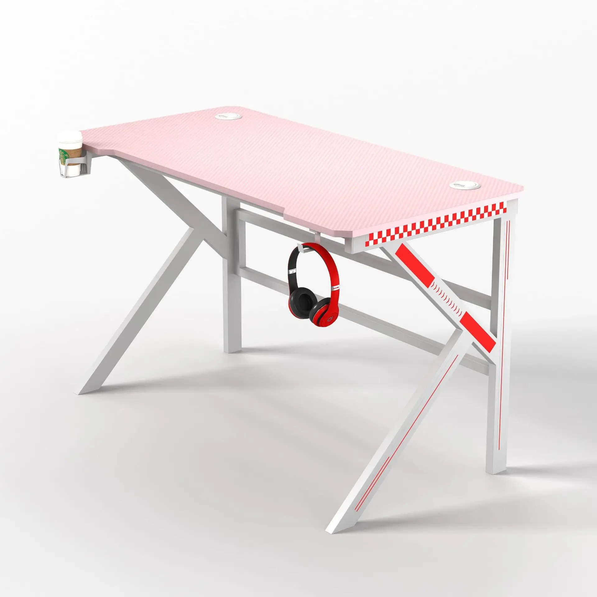 K-bracket model  gaming computer desk with RGB light strip and carbon brazed panel