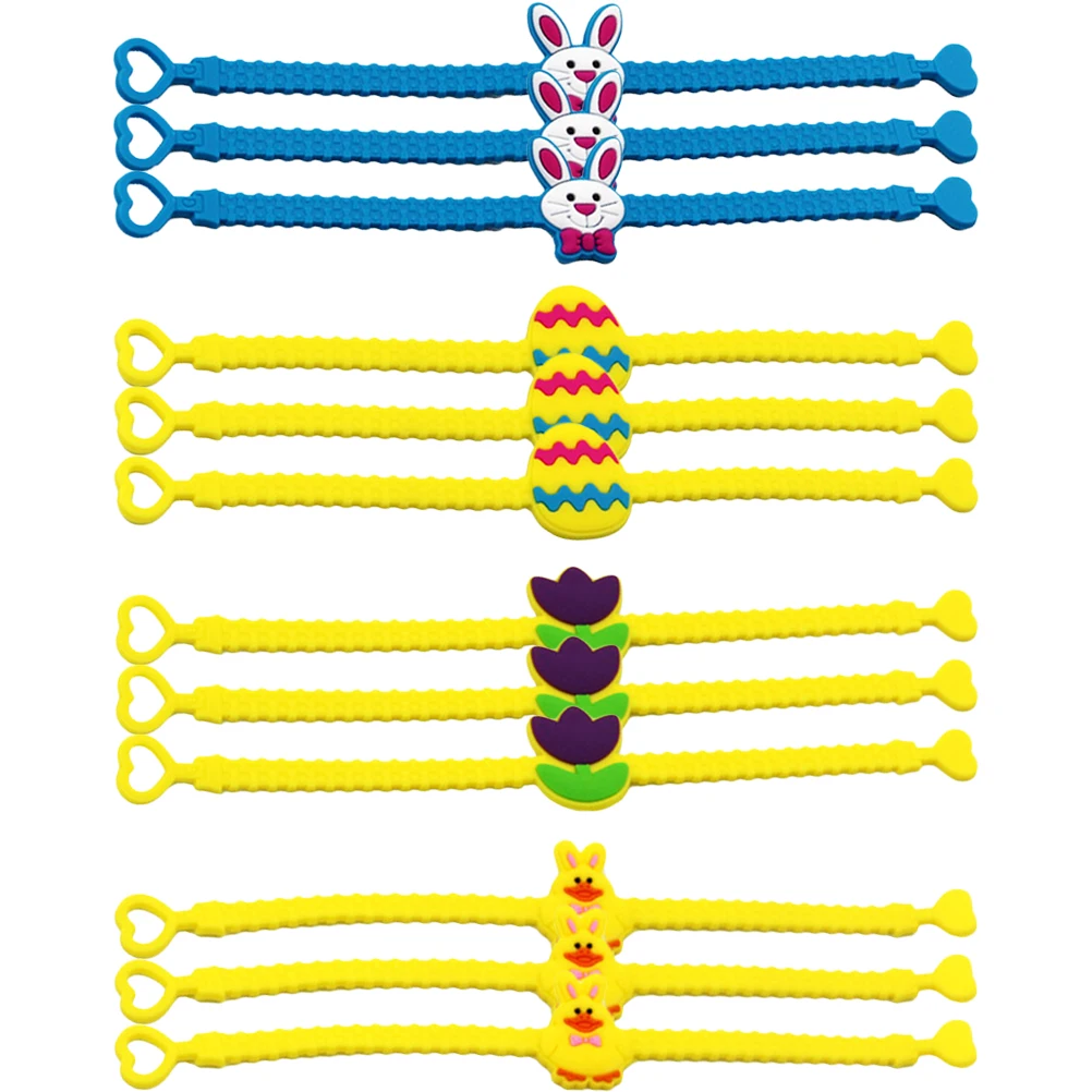 

24pcs Bracelets Cute Silicone Wristbands Stretch Kids School Decorative Wristband Festival Party Favors Durable Sport Wristbands