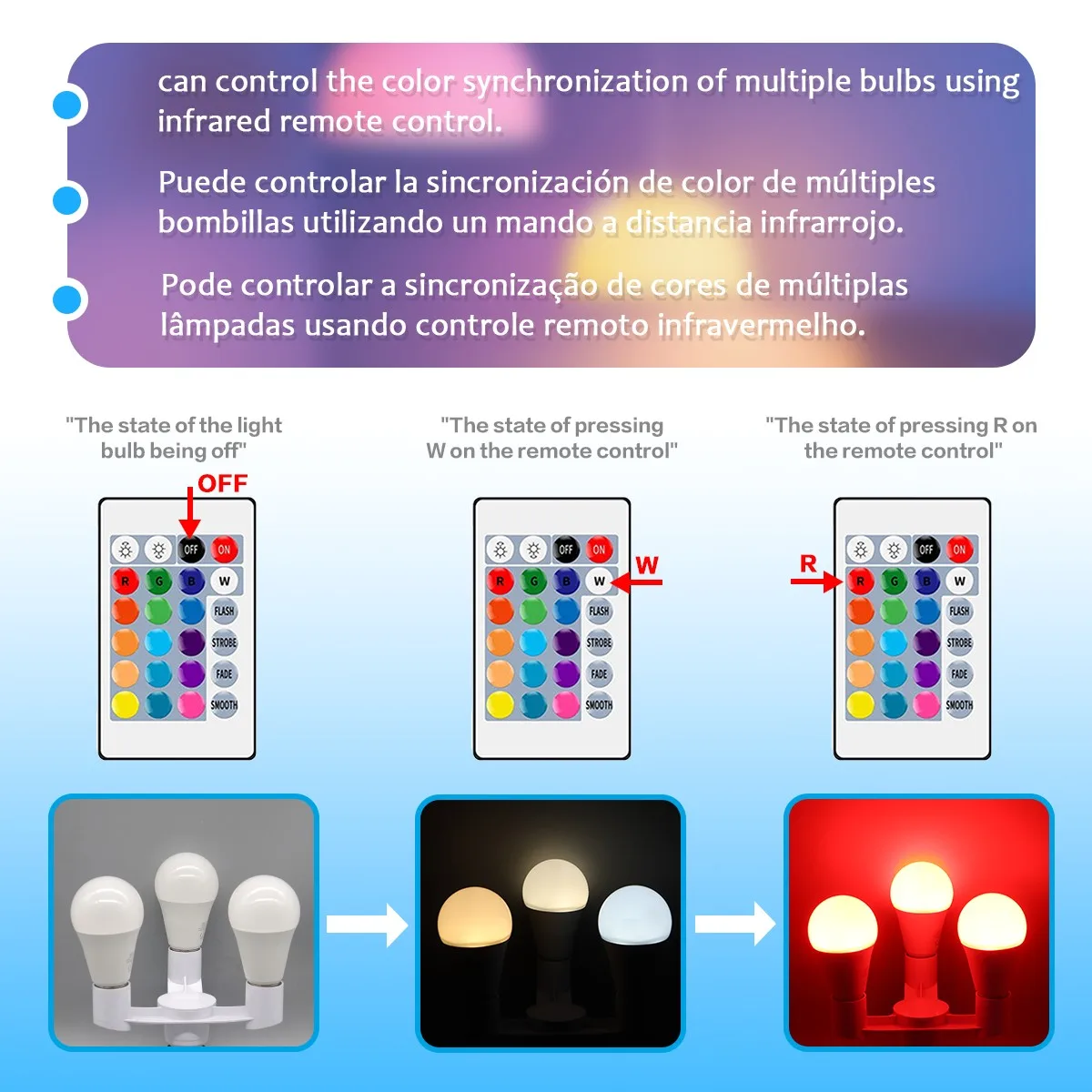 5 قطعة/الوحدة 10 واط 15 واط 20 واط E27 RGB عكس الضوء لمبة 240 فولت 220 فولت مصباح 16 ألوان التحكم عن بعد RGBW ضوء يعتم لمبات لغرفة المعيشة
