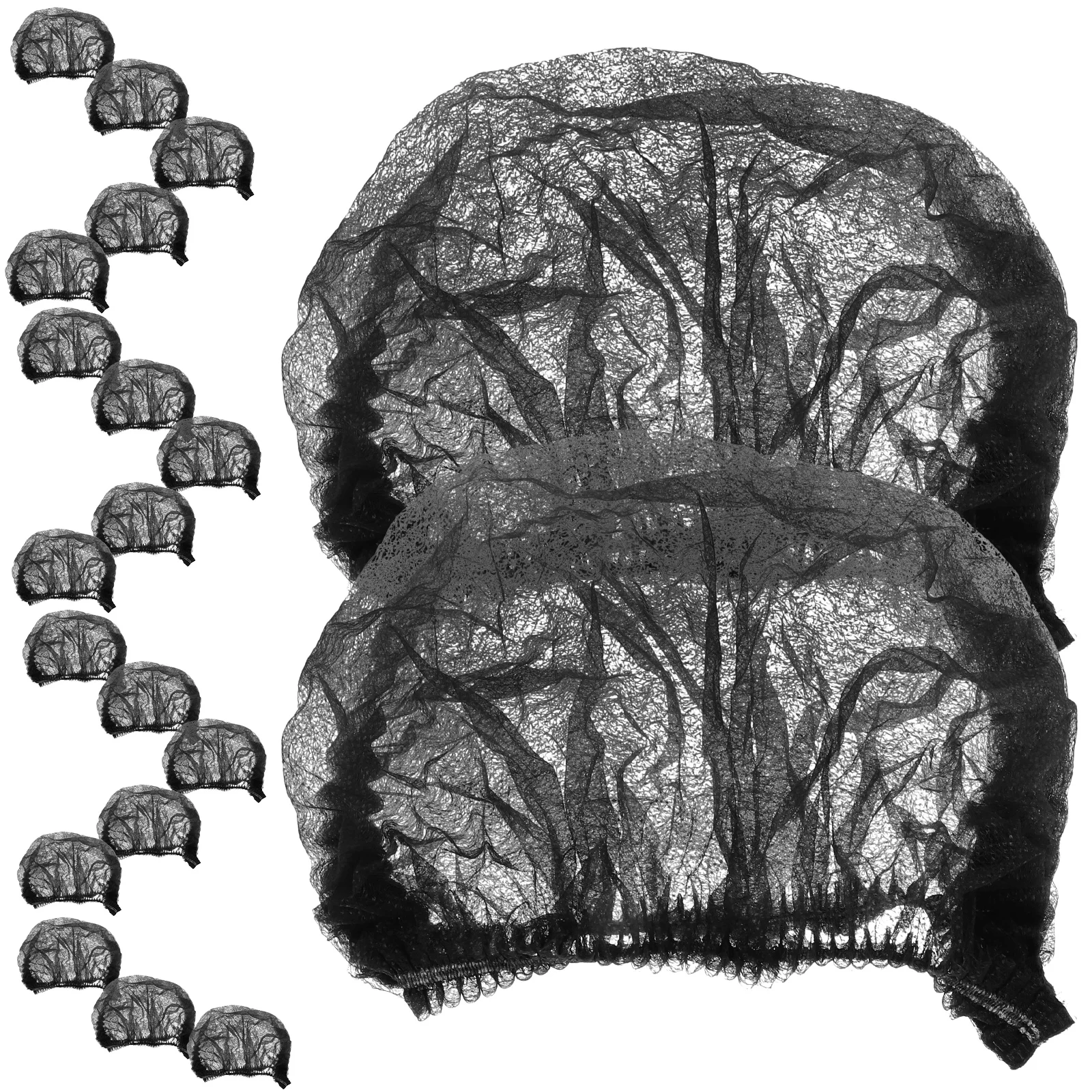 

100pcs Non-woven Nets Disposable Cleaning Inch Black Food Mesh Hair Nets Non-Woven Hairnets Service Kitchen Bar