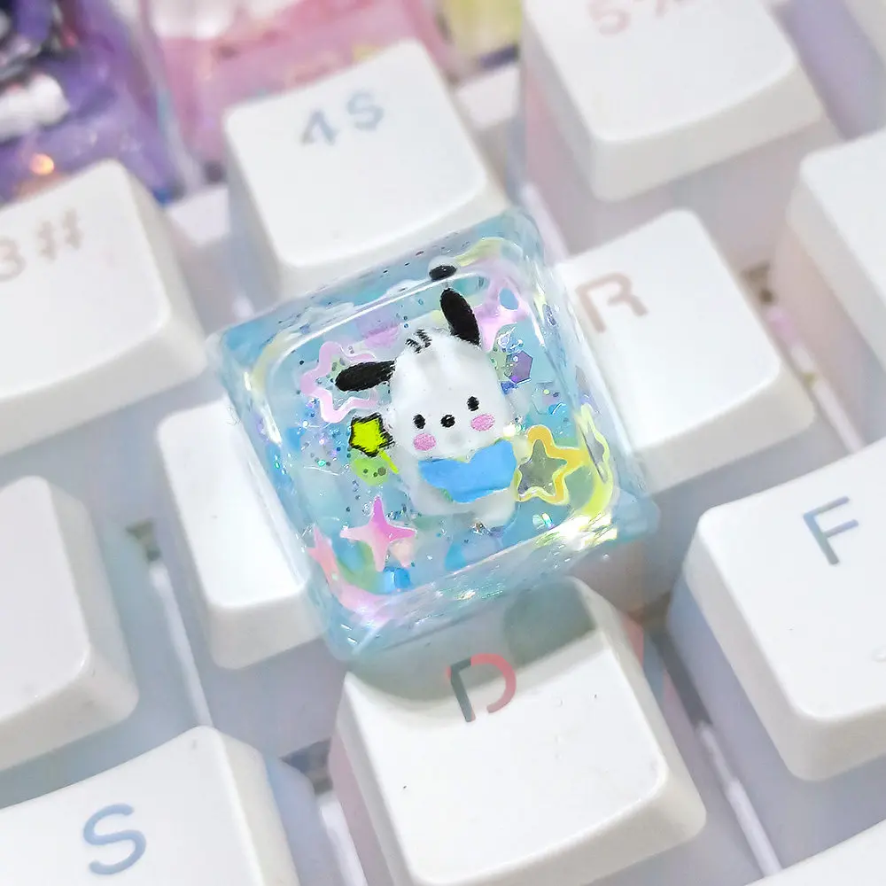 Chiapa dog personalized keycap Epoxy resin DIY Sanrio custom keycap single blue light transmission homemade custom