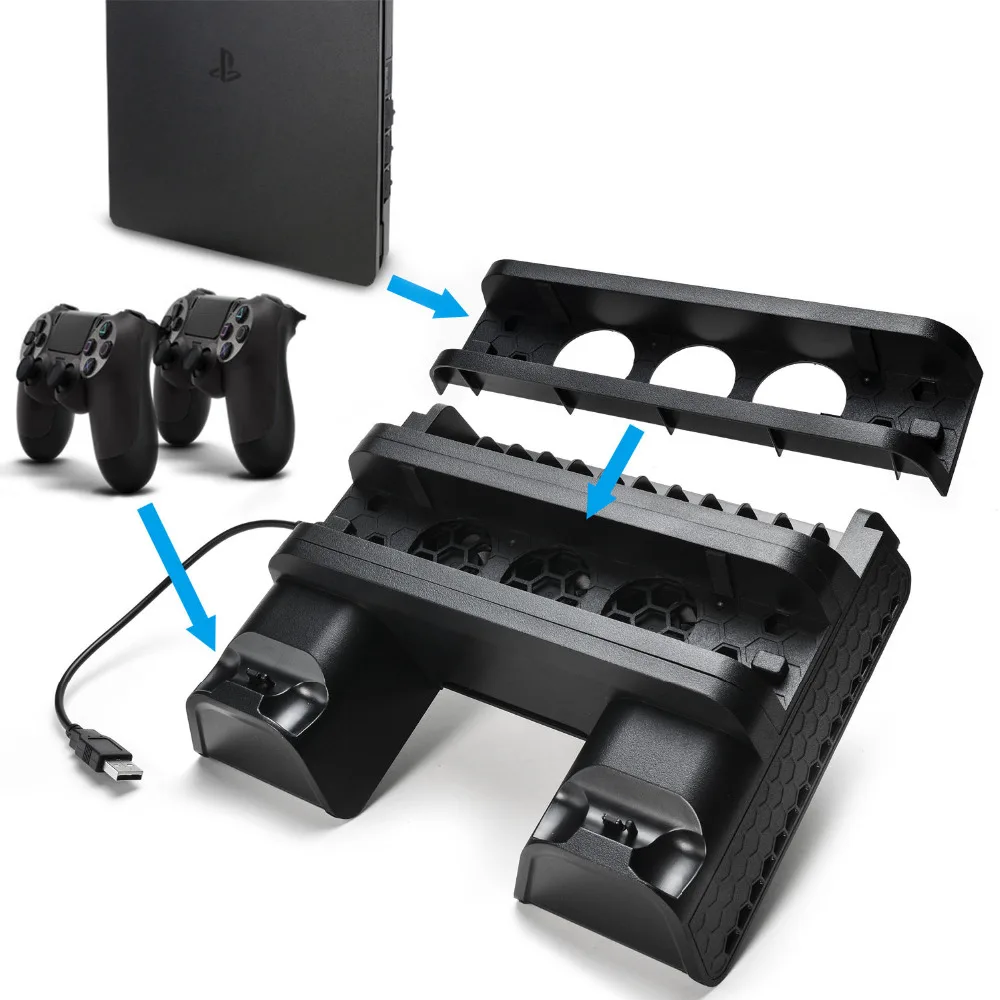 Imagem -03 - Carregador Controlador Duplo para Playstation Ps4 Slim Ps4 Pro Console Vertical Cooling Stand Ventilador Led de Estação de Carregamento