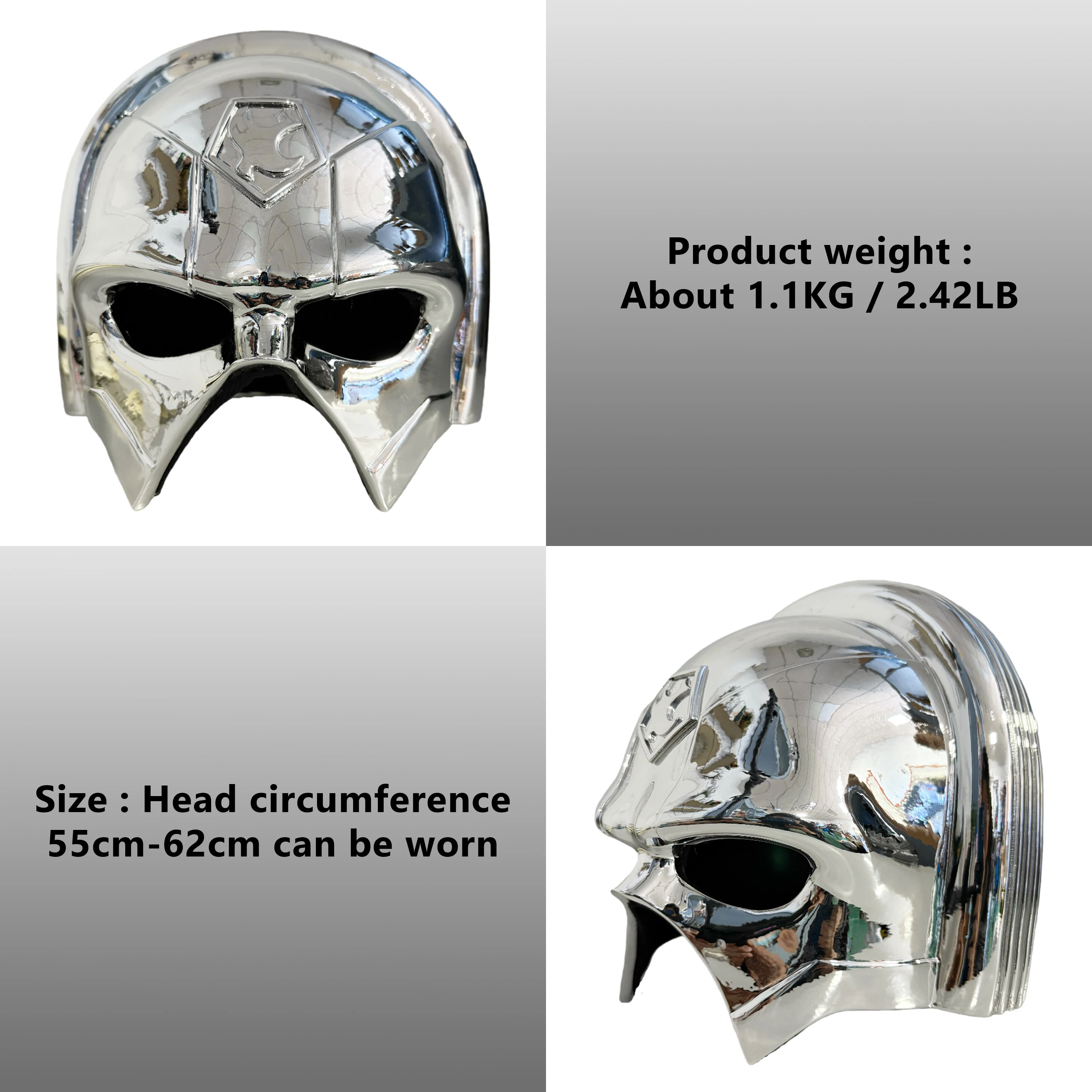Peacemaker The Suicide Squad Helmet Chrome Plated Cosplay Mask DC Adult Wearable Armor Halloween Gift view 2