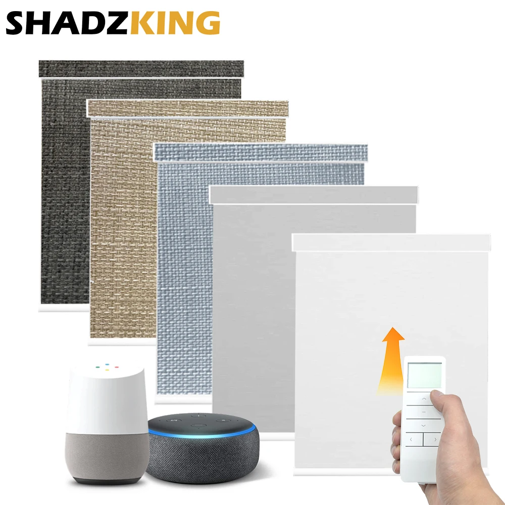 Shadzking Motorized Roller Blinds Smart Electric Day and Night Roller Shades Window Blinds Curtains for Home Wifi Alexa Google