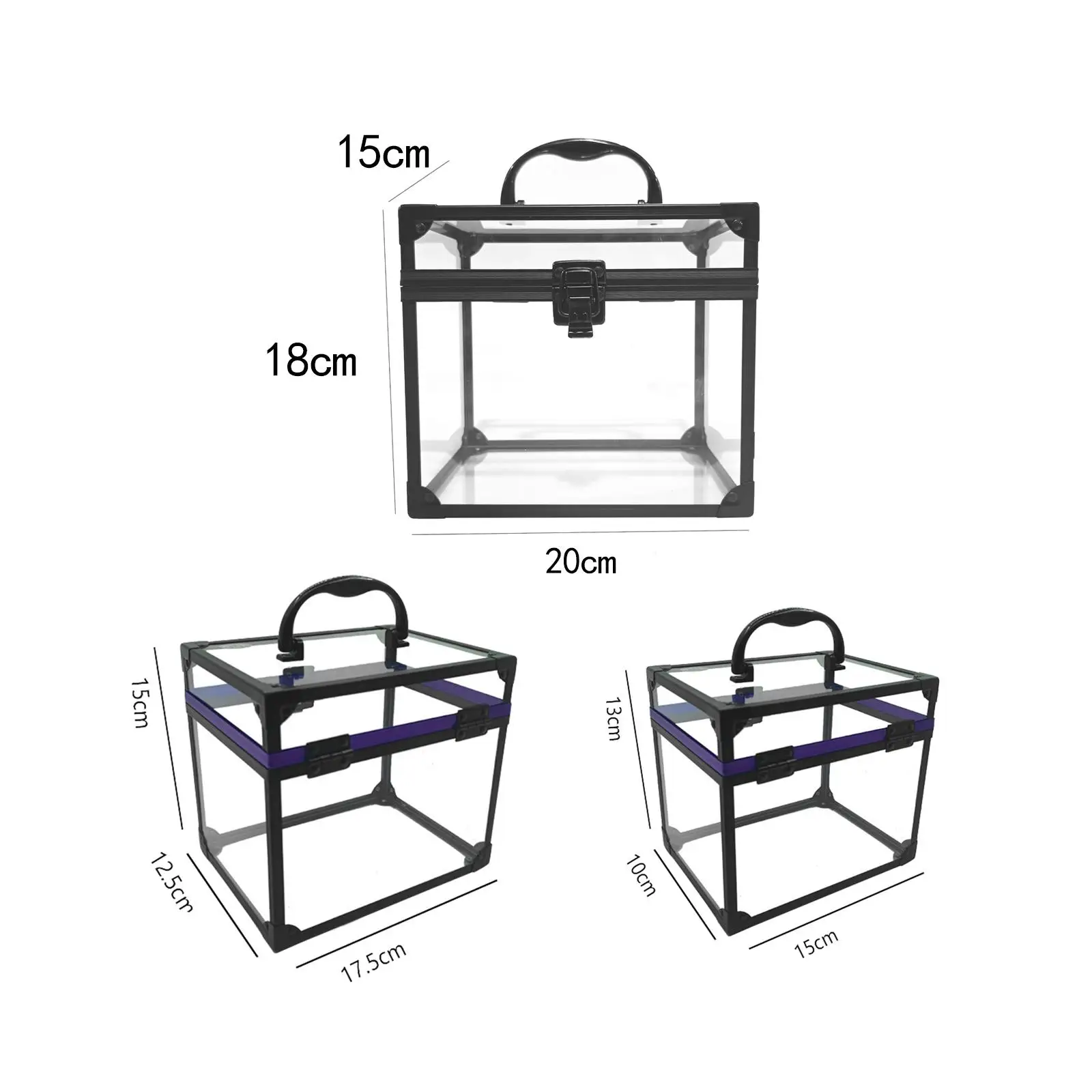 3x Cosmetics Toiletry Train Case, Travel Makeup Bag, Cosmetic Display Case with Handle for Outdoor Bathroom Salon