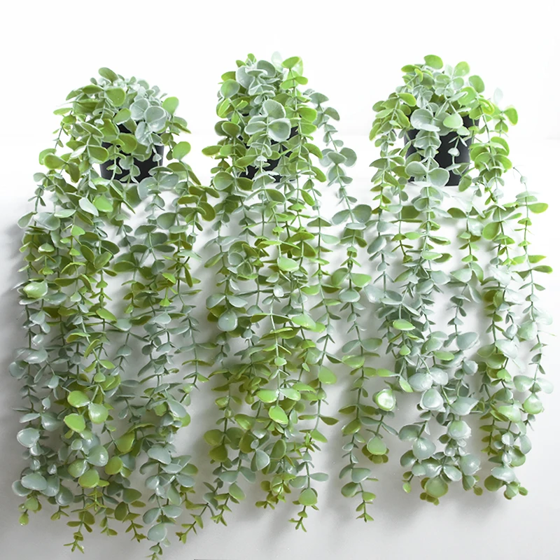 

1pcs Artificial Hanging Plants With Pot Fake Plants Vines Eucalyptus Leaf Vine Artificial Potted Plant Home Balcony Garden Decor