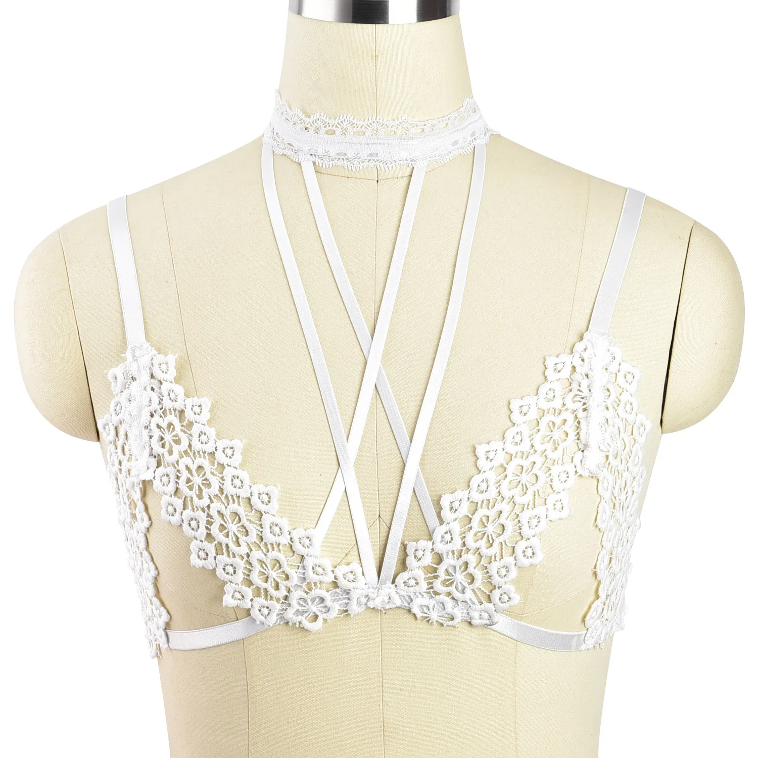 

Open Chest Body Harness Cupless Lingerie Crop Top Harness Cage Bra Sexy Black Bra Women Fetish Wear Cage Bra Harajuku Gothic