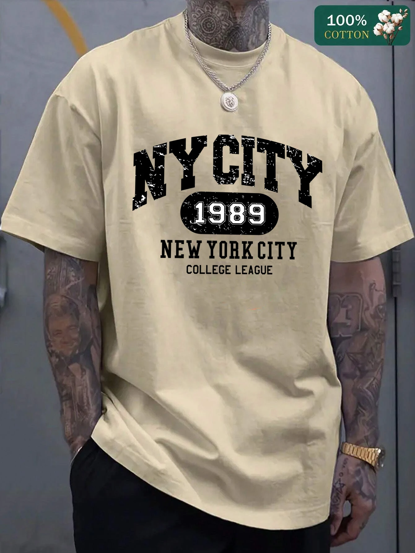 

Футболка с принтом New York City College League 1989, мужские дышащие мужские футболки в стиле хип-хоп, мягкая хлопковая одежда, большие размеры с коротким рукавом