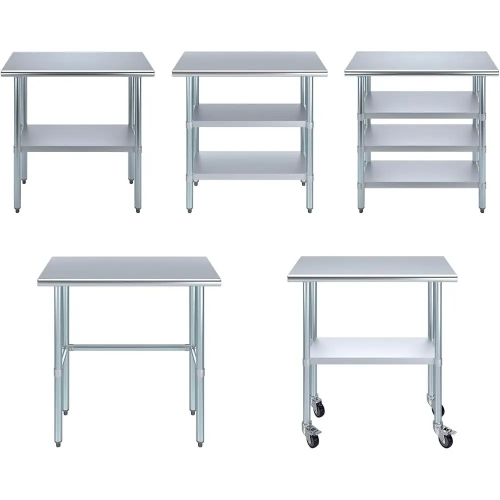 StainlSteel Table + Add Casters | Choose rom 43 Sizes | NS Metal Work Table or Kitchen Prep Utility | Commercial and Residential