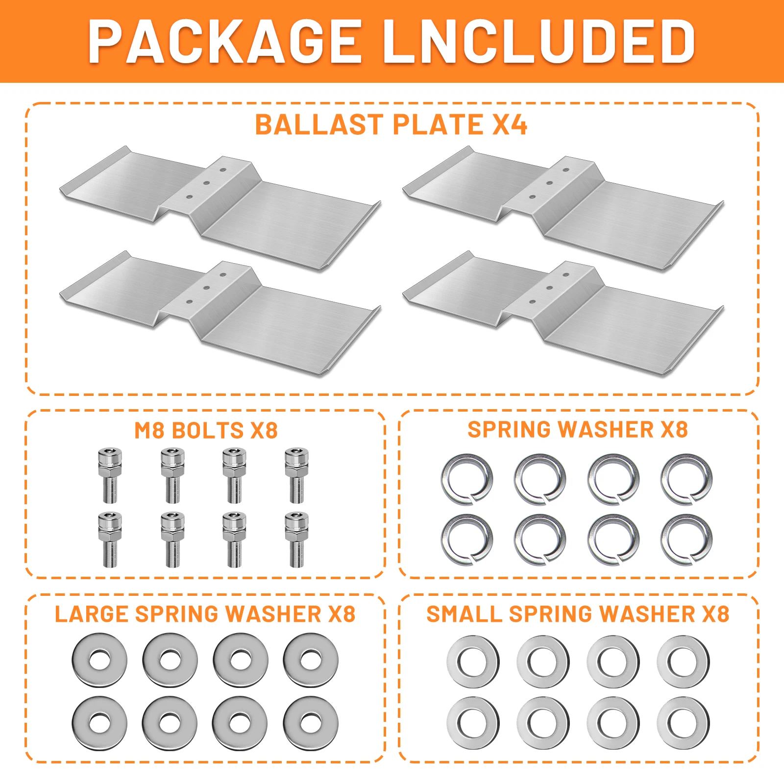 4 Pcs Aluminum Solar Panel Mounting Bracket Shim Block, Ballast Plate, Support for Adjustable Solar Panel Tilt Mount, Ideal for