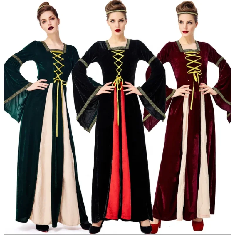 

Medieval Renaissance Gown Dress Costume Wedding Gown Long Robe Women Halloween Costume