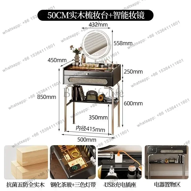 LDSmall Dressing Table Makeup Vanity Desk Girls Bedside Table Dresser Bedroom Set Organizer Vintage Dressing