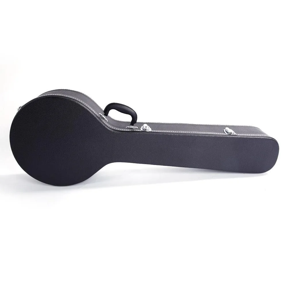 Hardshell Professional 5-string Microgroove Leather Pattern Banjos Case Black