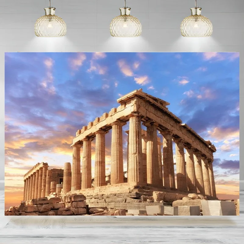 Acropolis Athens Backdrop Parthenon Temple Photography Background Greek Trip Photo Studio Props Artistic History Building Banner