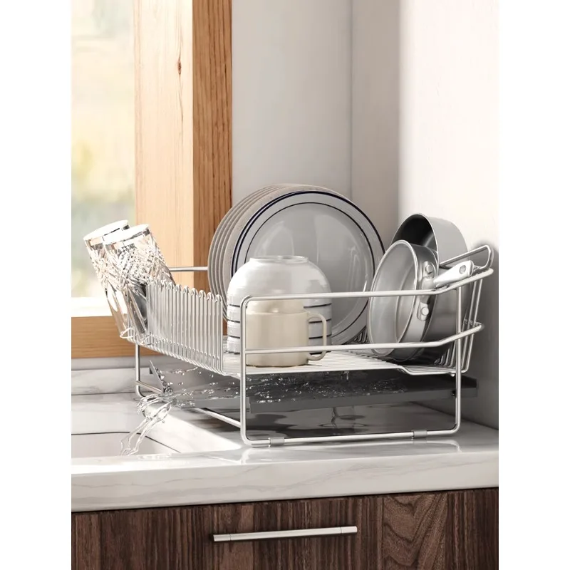 304 stainless steel sink side drain rack, chopsticks and dishes, kitchen dish rack, sink, dishwasher, tableware drying rack