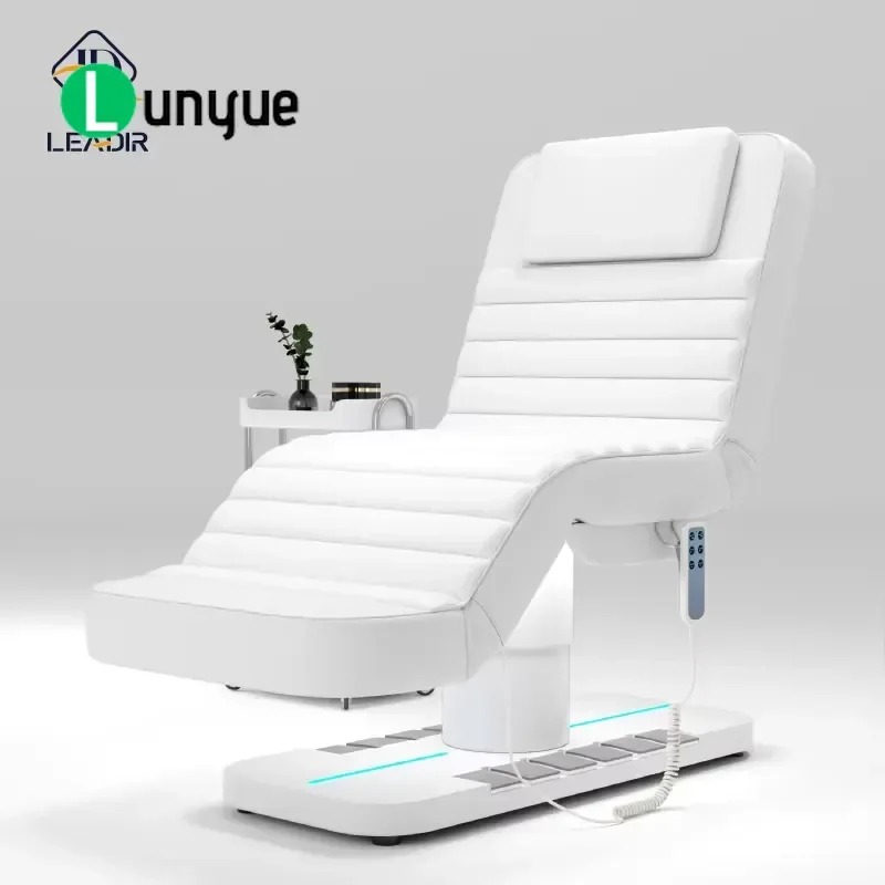 4 Motor Electric Massage Beauty Bed PU Leather Adjustable Facial Eyelash Treatment Table for Luxury Spa Furniture