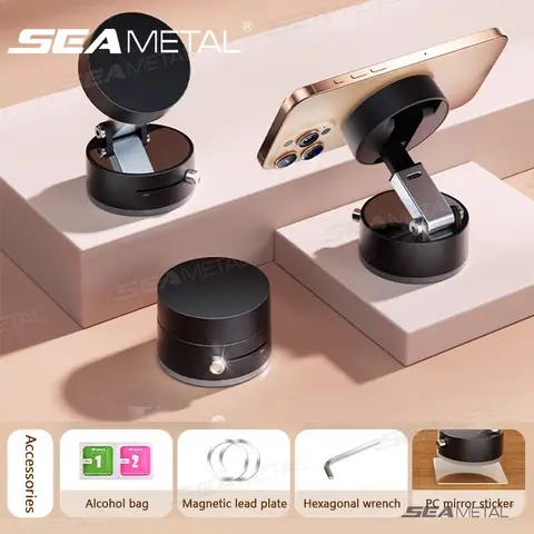 SEAMETAL Magsafe 360도 회전용 자기 자동차 전화 홀더 iPhone/Android 용 자동 전화 마운트 흡입 탐색 홀더