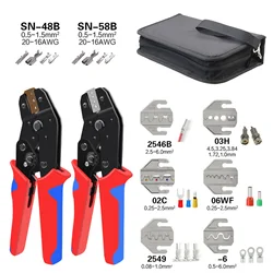 SN-48B/SN-58B crimping pliers Replaceable Press 6Pcs Head Car Cable Terminal Crimping Pliers Insulation Crimping Pliers Tool Set