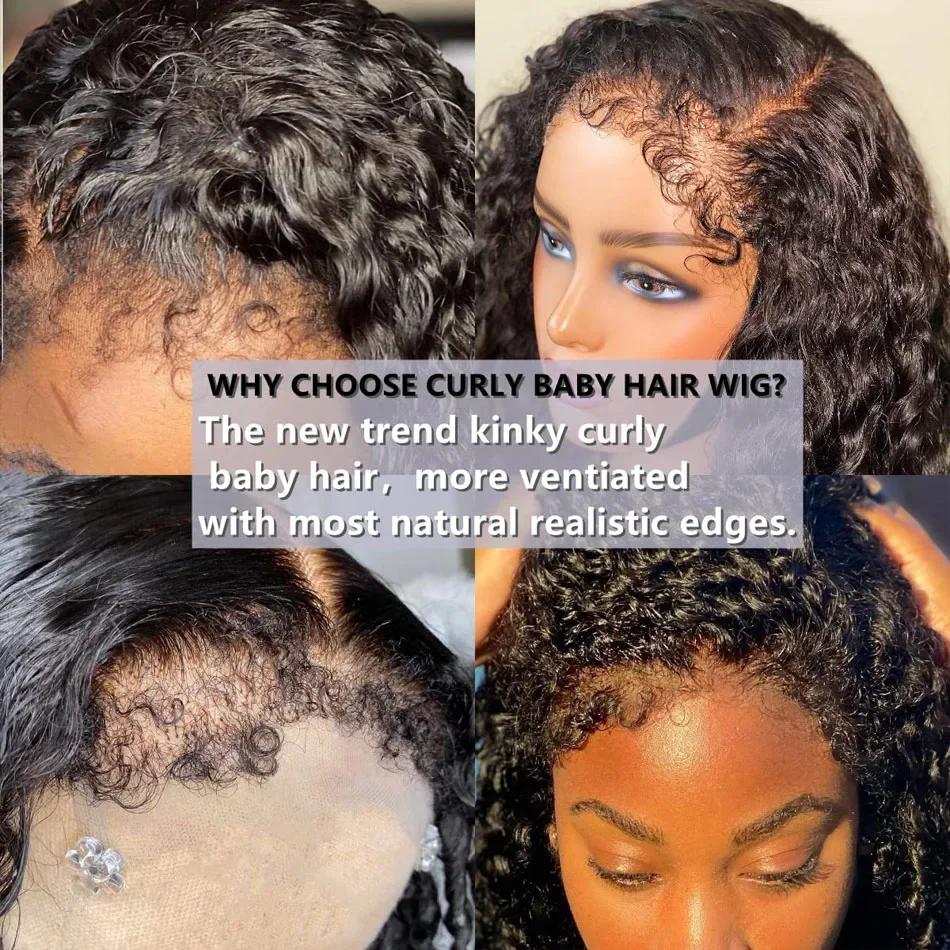 Curly Edged Wigs 13x4 Lace Front Wig Bob Human Hair Kinky Curly Transparent Lace Frontal Wig Short Bob Human Hair Lace Front Wig