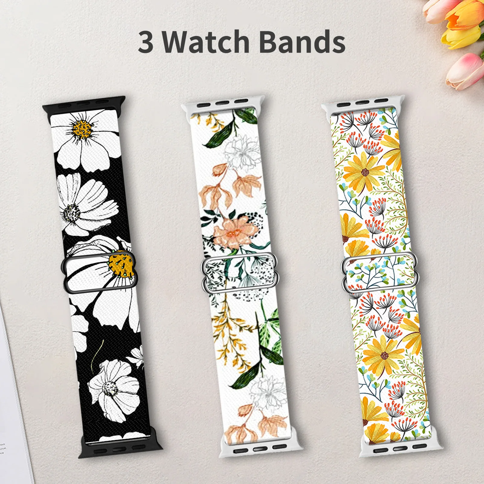 

3Pcs Stretchy Band Compatible with Apple Watch 38mm 40mm 41mm 42mm 44mm 45mm 49mm for Women,Straps for iWatch Series 9 8 7-1