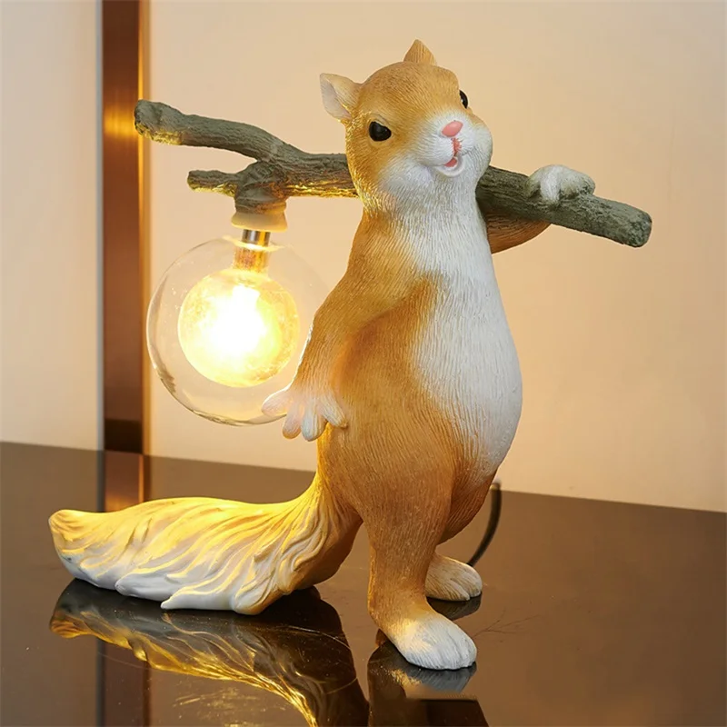 BERTH Nordic Table Lamp Creative Squirrel LED Decorative For Home Children Small Desk Light
