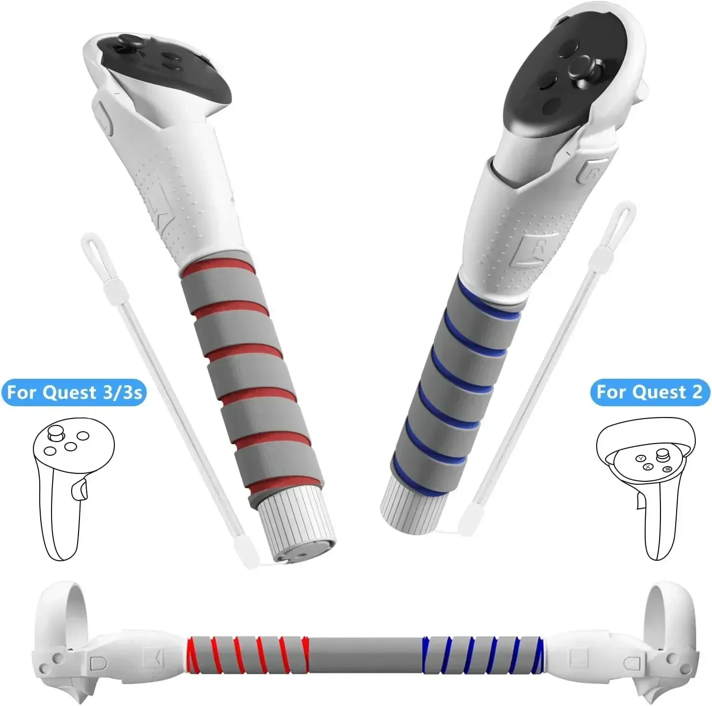 For Mate Quest 3/3s Handle stick gamepad extension and expansion anti slip rhythm lightsaber for Ouclus Quest 2 VR accessories