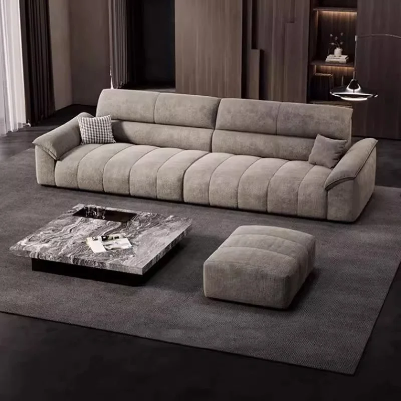 #Modern Luxury Light Grey Textured Fabric Sofa Soft Spacious TuftedCloud Couch with Ottoman for Living Room Home Hotel Apartment