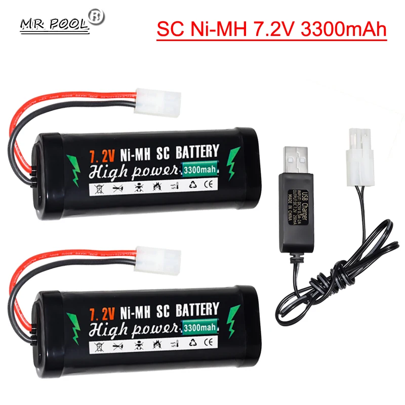 7.2V 3300mAh Ni-MH Battery Pack Tamiya Plug With USB cable High Capacity SC*6 Cells for RC Car Toys Battery for RC Racing Cars