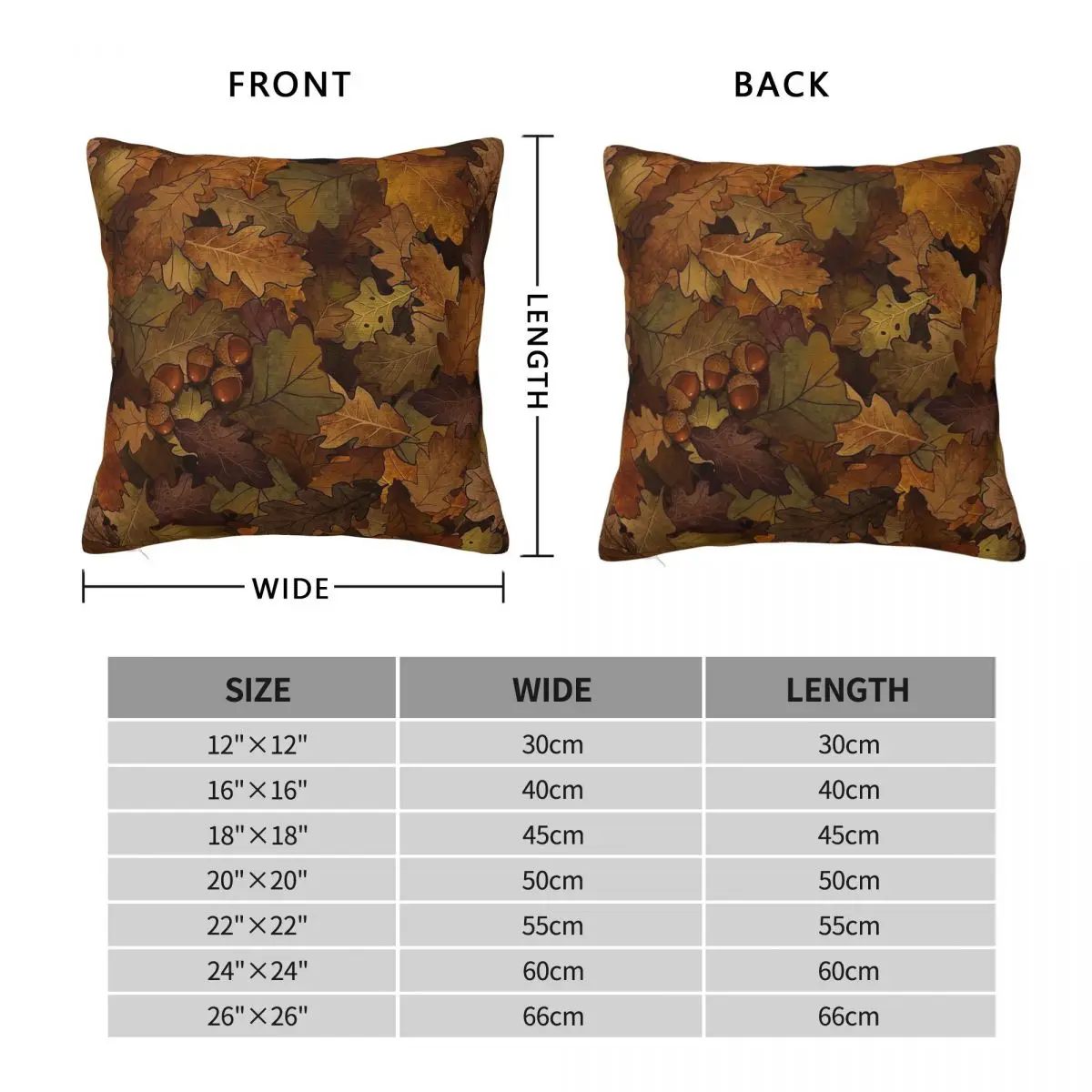 Oak Leaves Botanical Square Pillowcase Polyester Linen Velvet Printed Zip Decor Pillow Case Bed Cushion Cover
