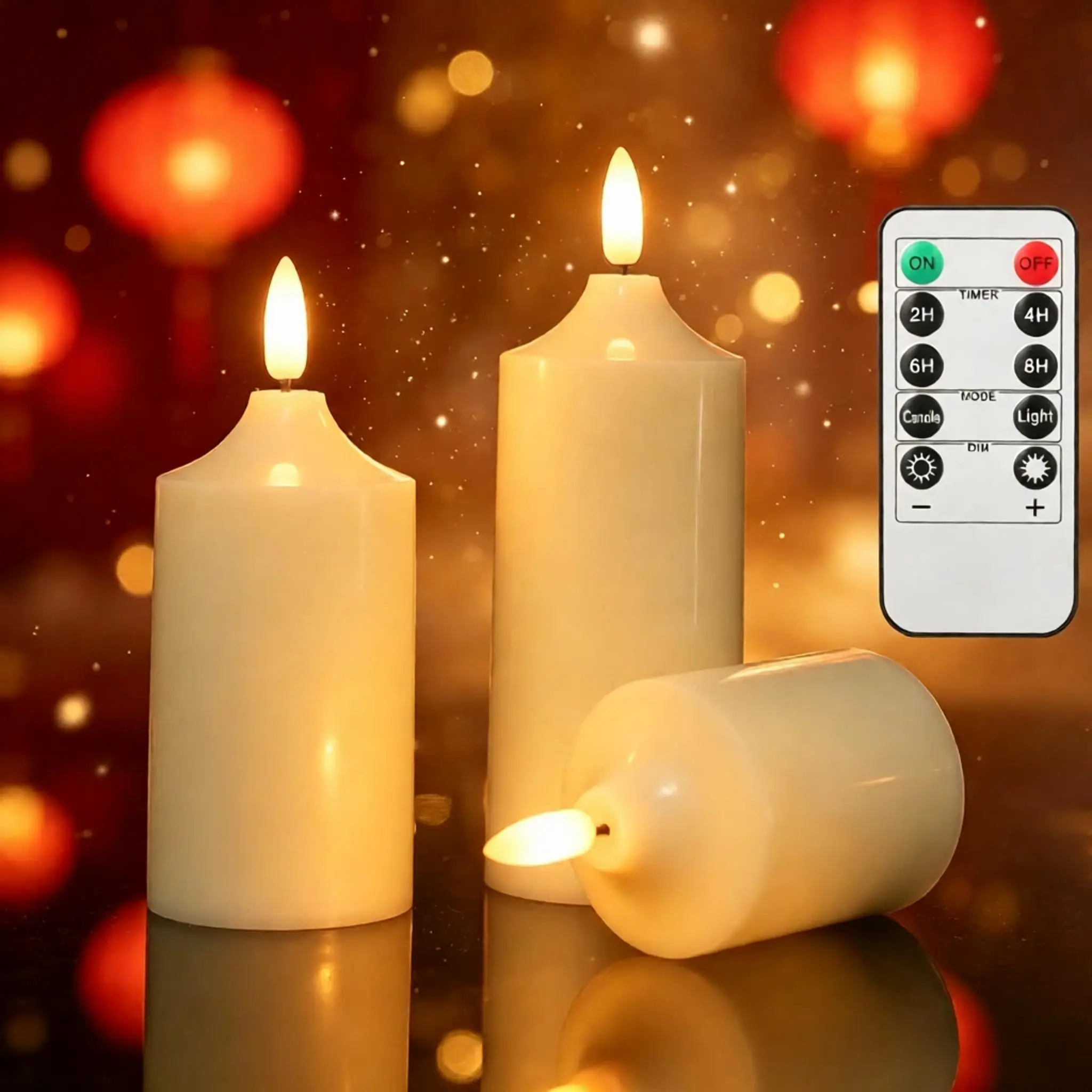 3pcs/Set LED Flameless Candles Flickering Light with Remote Control and Timer Battery Operated for Festival Wedding Home Party Decor