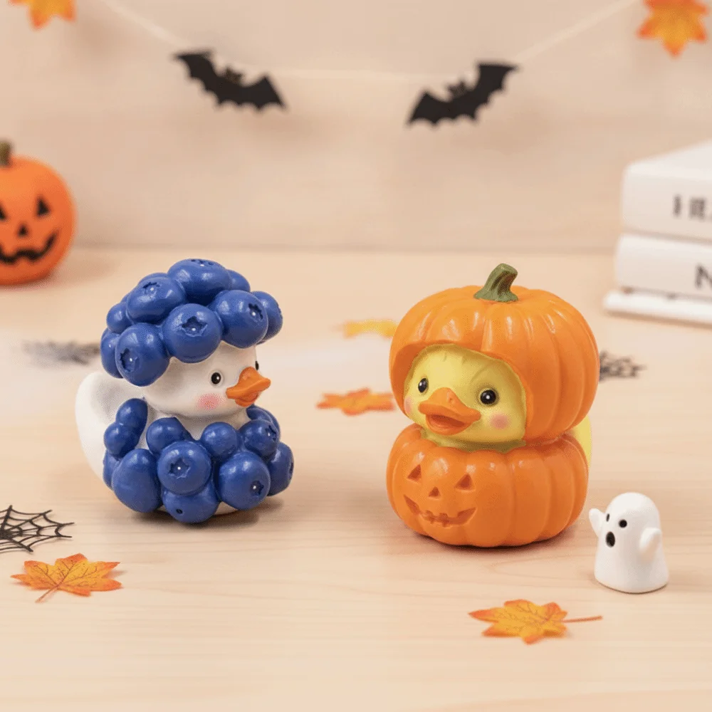 Creative Fruit Duck Figurine Hand Painted Funny Blueberry Duck Sculpture Durable Handicrafts Pumpkin Duck Sculpture Decor