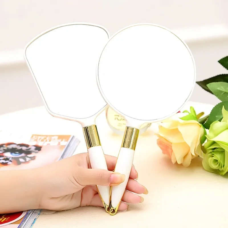 Vintage Handheld Makeup Mirror with Handle Hand Vanity Irregular Salon Dressing Table Compact Mirror for Dentist Home Cosmetics