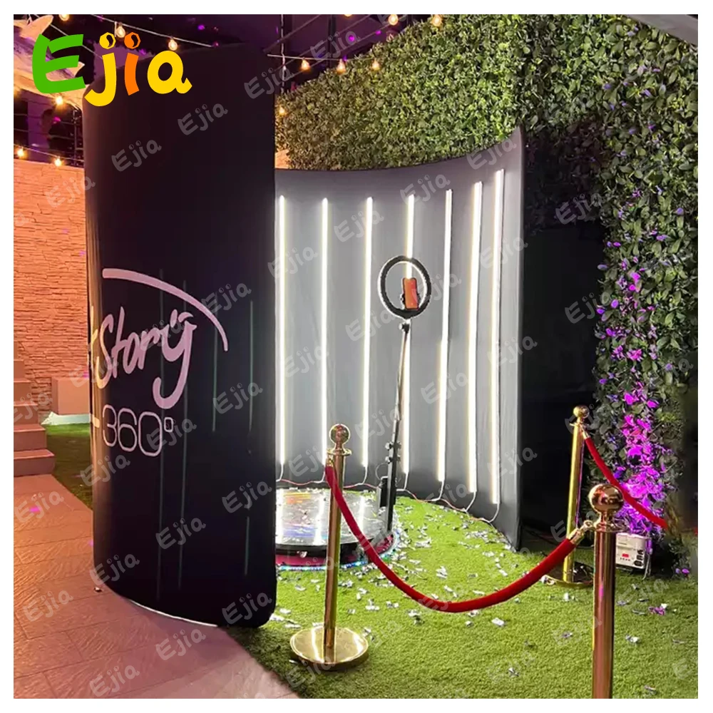 Rotating Selfie Video Photobooth Backdrop Portable Mobile Automatic Led 360 Photo booth Stand Backdrop For  Inside OutsideParty