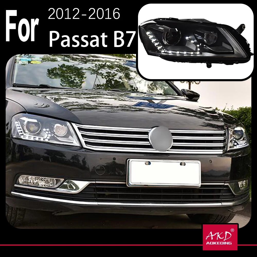 AKD Car Model Parts For Passat B7 Eur Verson 2012-2016 Head lamps LED teary eyes Headlight LED Dual Projector FACELIFT