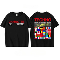Fashion New Charlotte De Witte Pattern Black Retro Short Sleeve T-Shirt Men's and Women's Loose Plus Size Printed T-Shirt