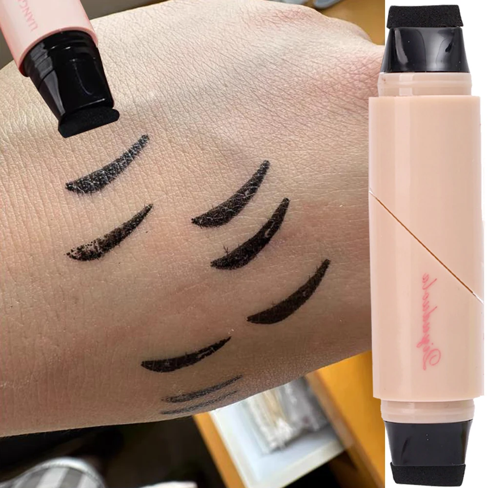 New Liquid Eyeliner Stamp Big-eyed Sweatproof Double-ended Black Brown Eye Liner Pen Fast Dry 90-degree Angle Eyes Cosmetics