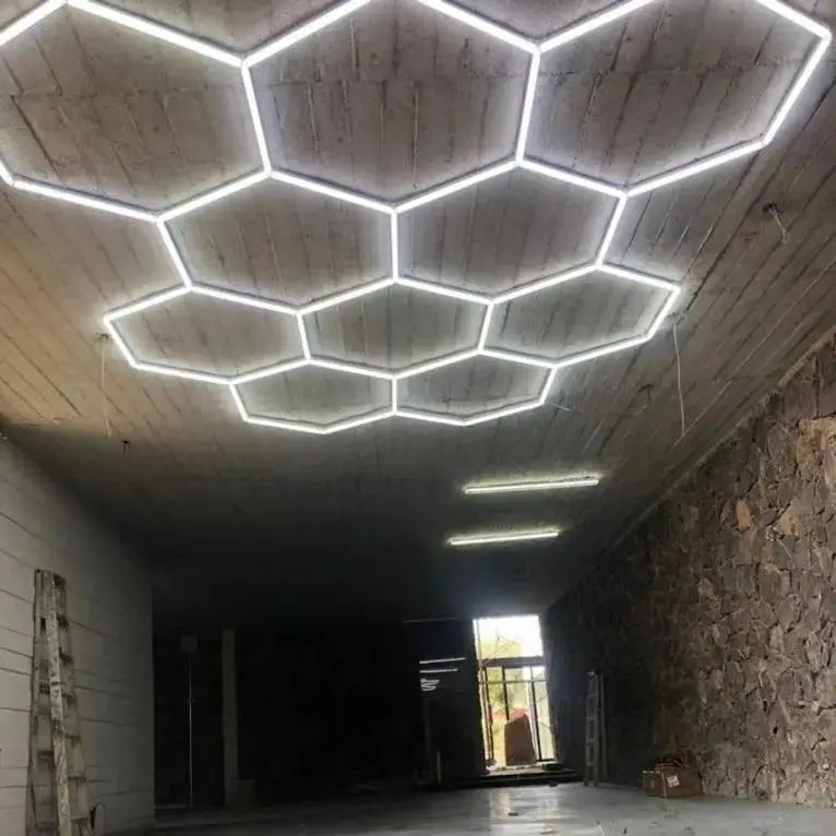 

Customized Easy Install Super Cool Hexagon LED Lighting Car Wash Led Light for Garage Salon