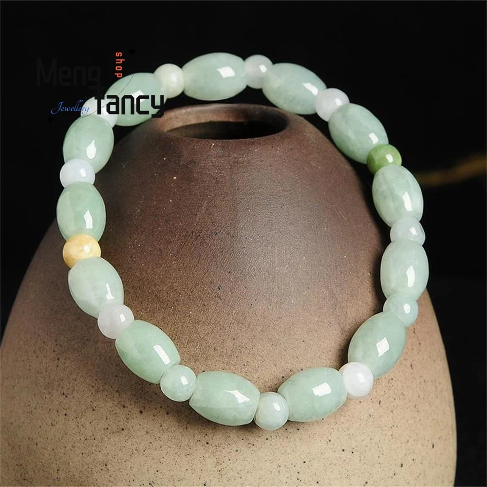 Natural Emerald Jade Colour Rice Beads String Round Models Lulutong Bracelet Simple Exquisite Fashion Fine Jewelry Holiday Gifts