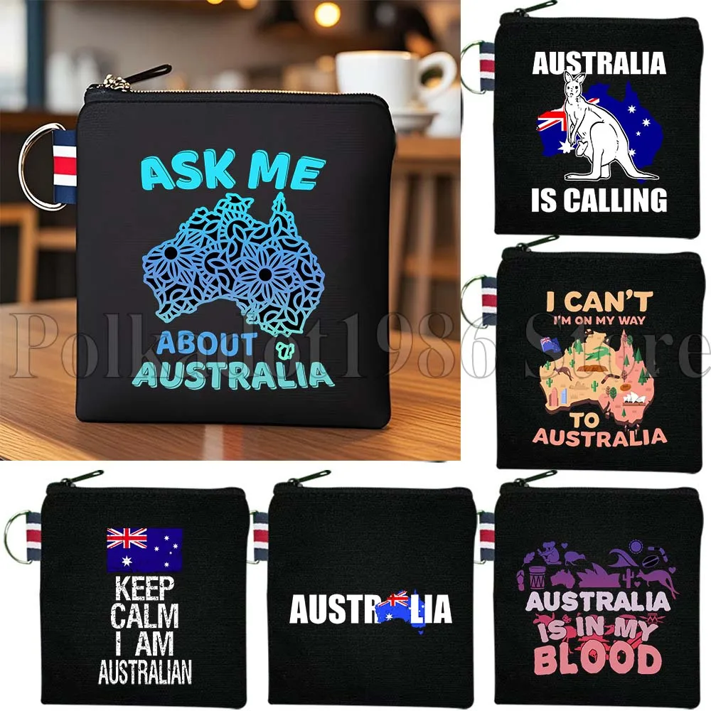 

Флаг Австралии, карта золотого побережья, милые подарки, холст, кошелек для монет, маленькая квадратная сумка для ключей, сумка для хранения карт, хлопковый кошелек, сумка на молнии