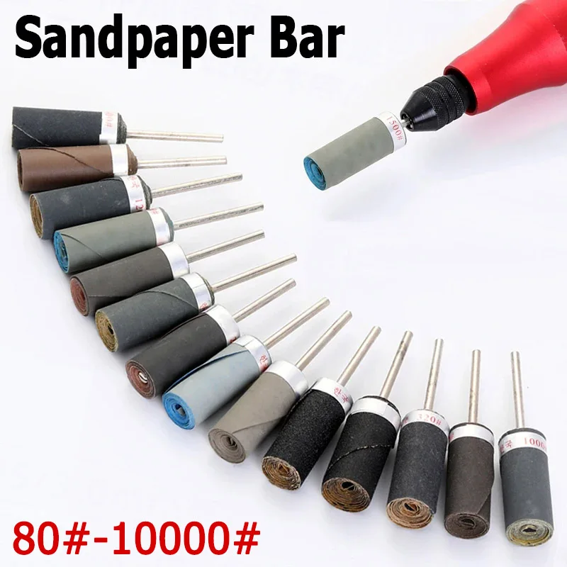 

1-100pcs 80-10000grit Sand Paper Bar 2.35mm Shank Cylinder Sandpaper Rod Sticks Grinding Head for Jewelry Making Rotary Tools