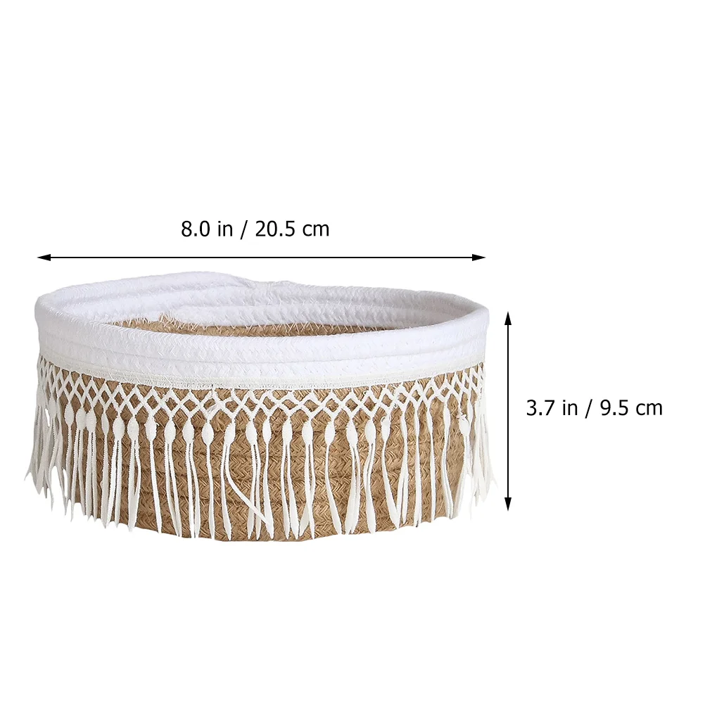 

1pc Cloth Sundries Storage Basket Nordic Style Tassel Organizer Home Tabletop Reusable Simple Sundry Container Portable