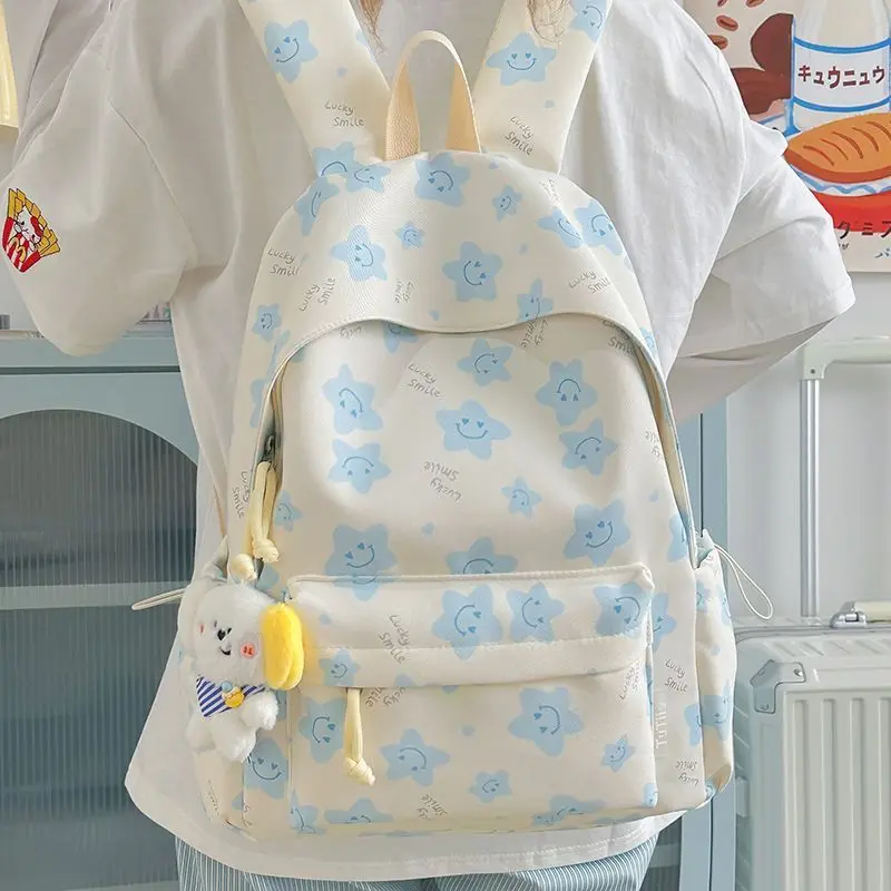 Mochilas juveniles adolescentes Japanischer Rucksack, süßer Rucksack für Schüler der Mittelstufe, große Damentasche mit Stern