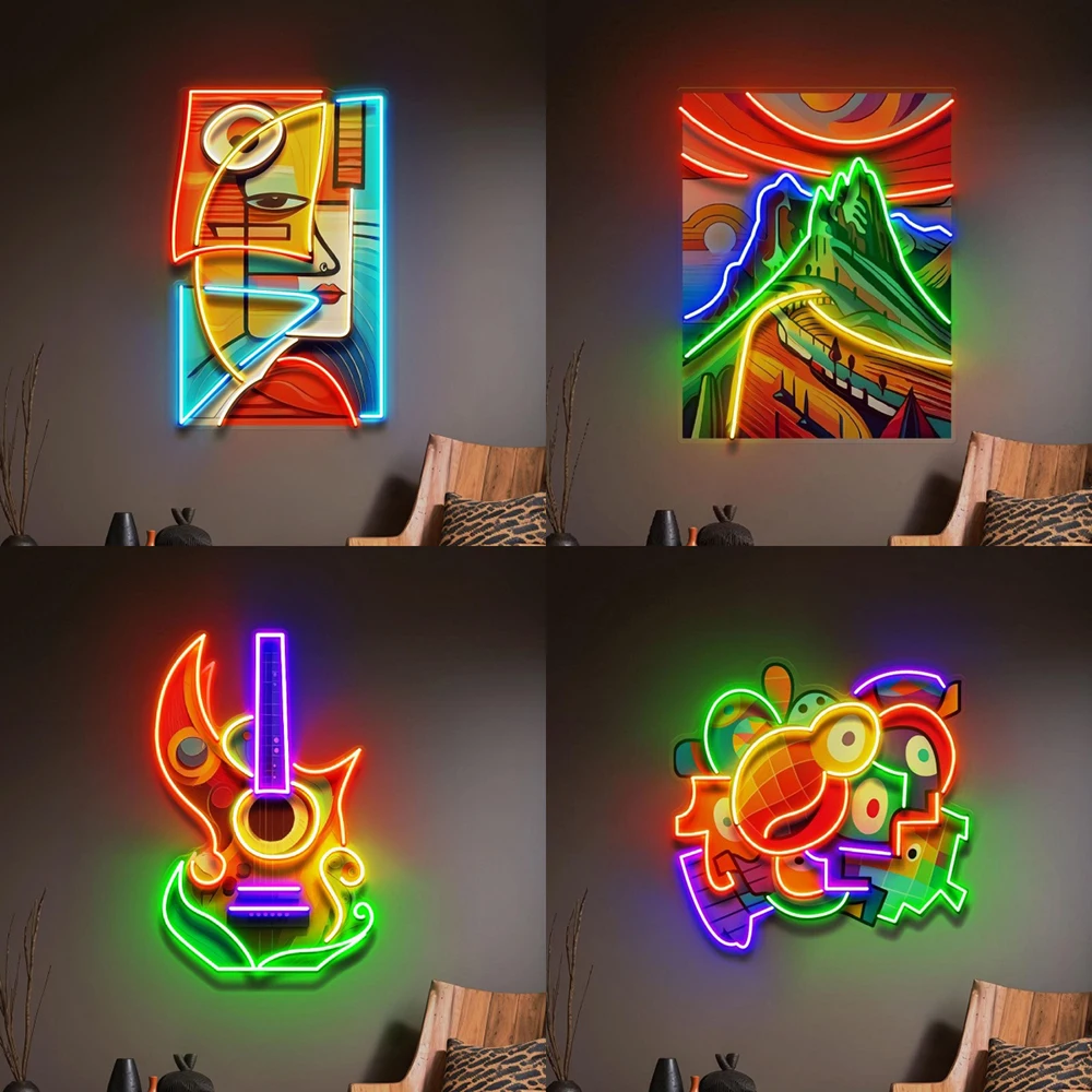 Neon Sign Abstract Art Led Light Custom Living Room Bedroom Decor Night Light Home Bar Pub Decoration Sign Personalized Gifts