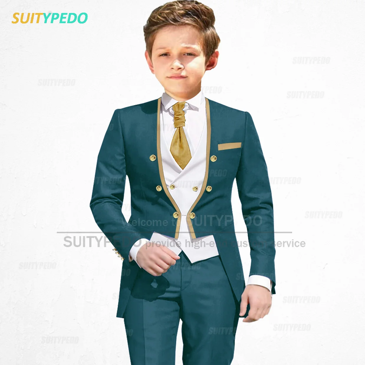 Newest Suit Sets For Boys Wedding Party Flower Kids Elegant Outfits Tailor-made Children High Quality Blazer Vest Pants 3 Pieces