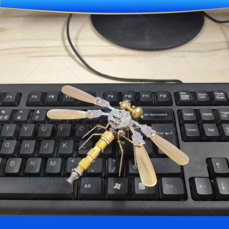 Steampunk Mechanical Insect Dragonfly Creative Ornament Pure Handmade Crafts Full Metal Model Personalized Gifts