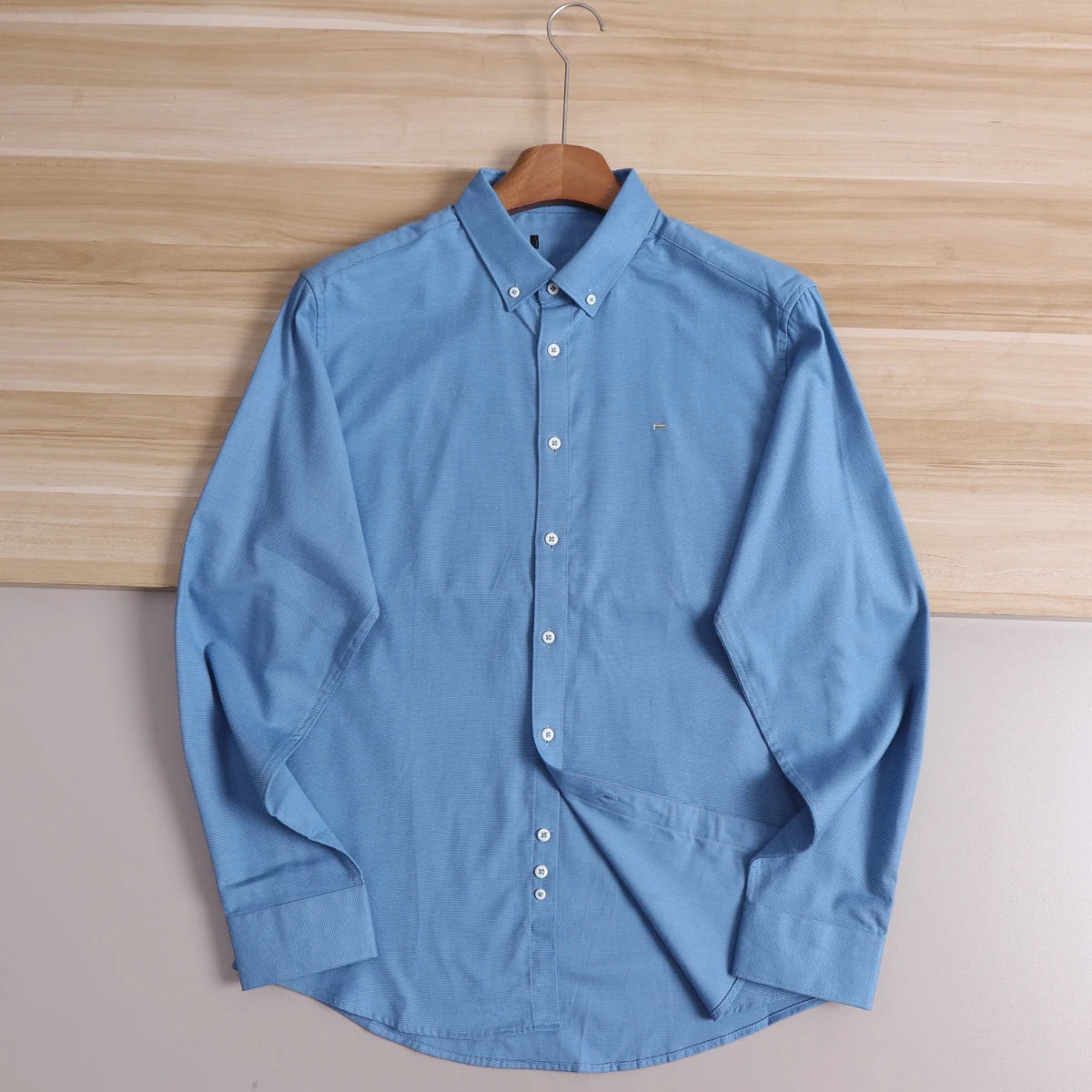 

Anti-Wrinkle Long Sleeve Men's Casual Shirt Standard Fit Brushed Finish Button-Up Classic Style Pure Color Spring Autumn New