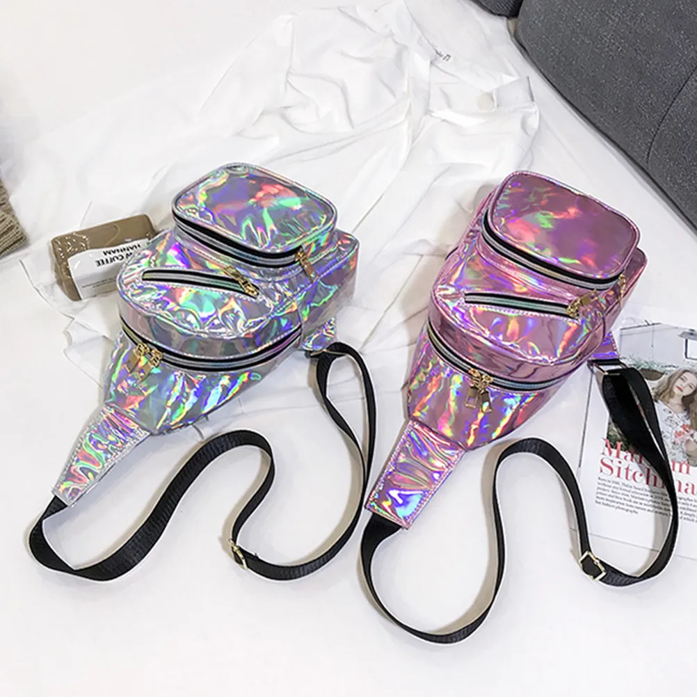 

Голографическая поясная сумка с регулируемым блестящим ремнем для активного отдыха, путешествий, бега, пляжных вечеринок, нагрудная сумка-кроссбоди